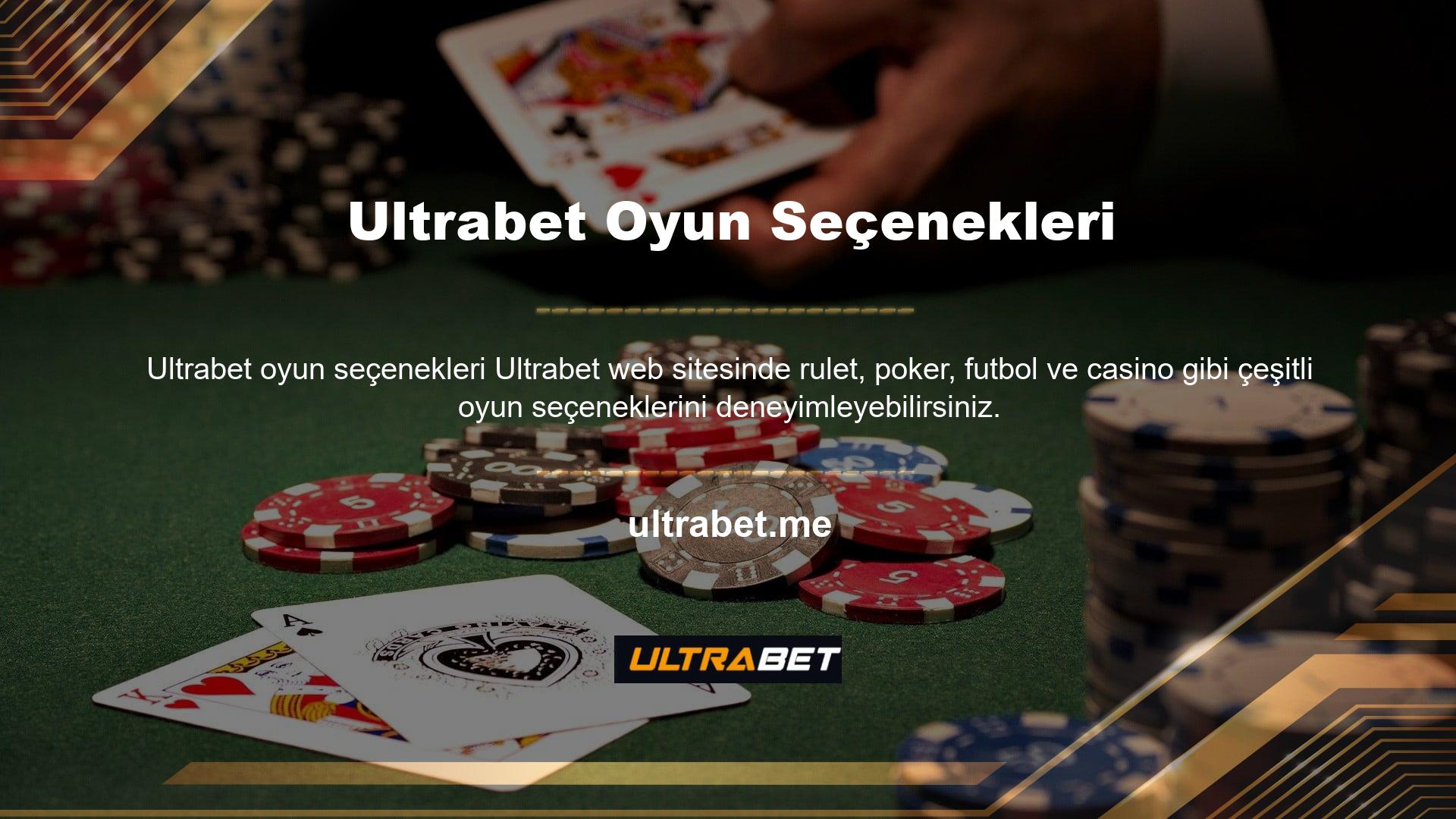 Farklı oyunlarda risksiz bahis yapmaya yeni başlayanlar için Ultrabet casino oyunları nelerdir? Bahis oyunlarında kullanıcılar küçük riskler alarak büyük kazançlar elde ederler