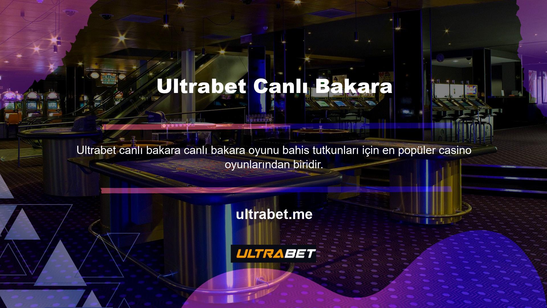Canlı bakara oyunları Ultrabet web sitesinde Oyun Sağlayıcılar altında yer almaktadır